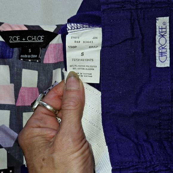 Scrub Set in Small with different colors of Nail Polish & Matching Purple Pants - Picture 4 of 4